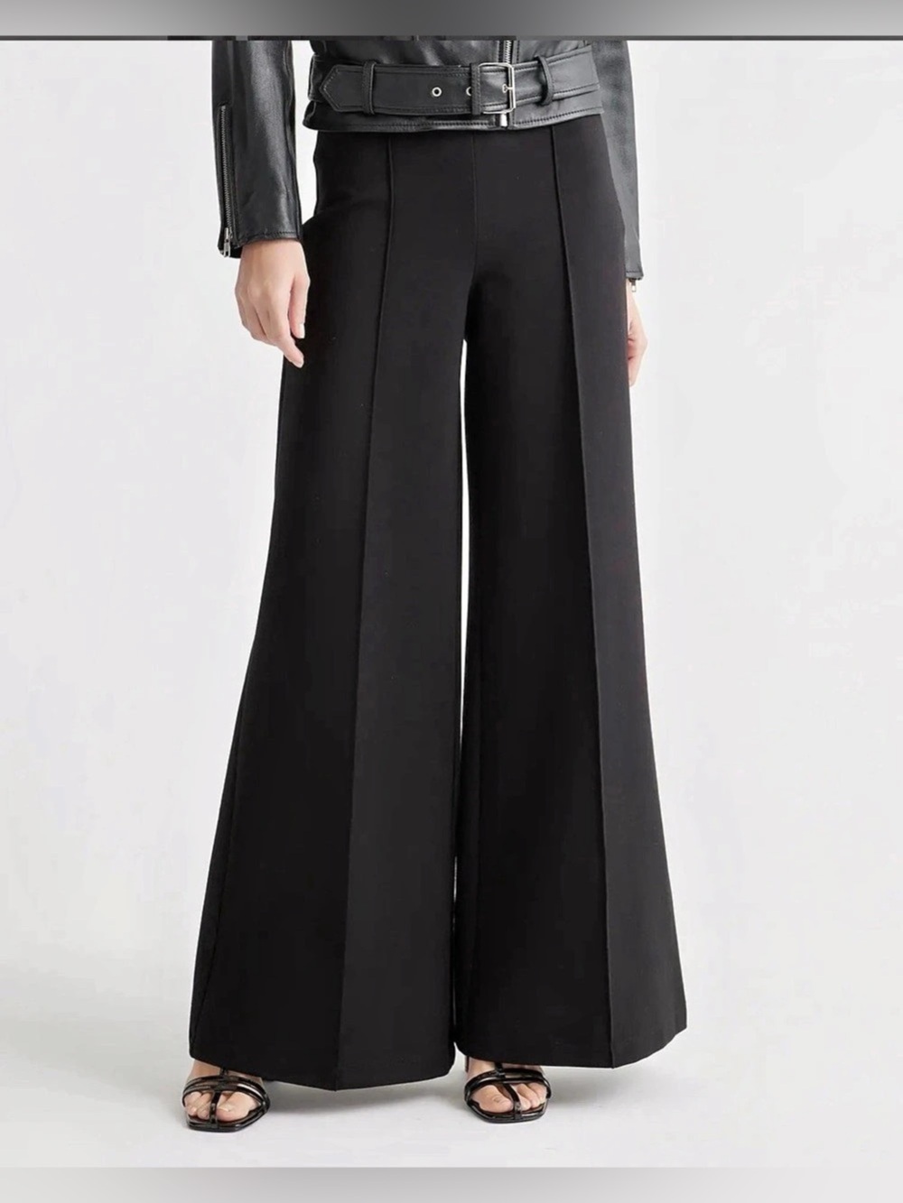 Quince Ultra Stretch Ponte Super Wide Leg Pants Black Size XS Like New